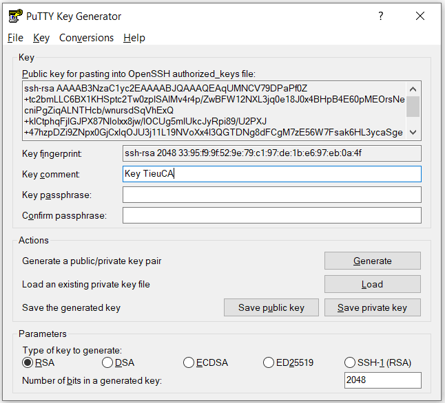 PuTTy key Generator