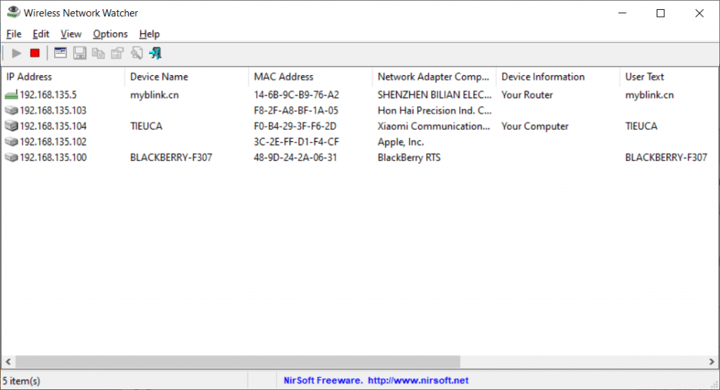 Wireless Network Watcher – Kiểm tra, giám sát mạng Wifi