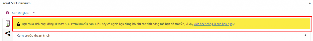 Hướng dẫn Activate và tắt thông báo kích hoạt plugin WordPress Yoast SEO Premium 7 remove thong bao yoast seo premium