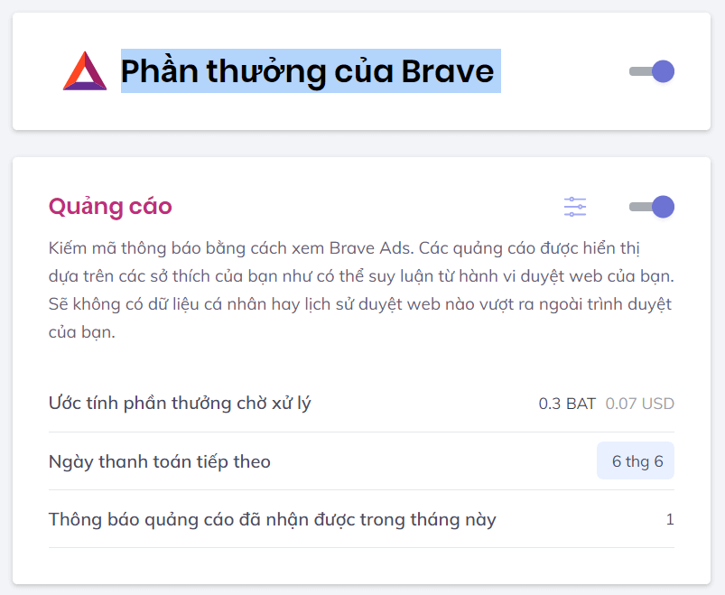 Phần thưởng của Brave