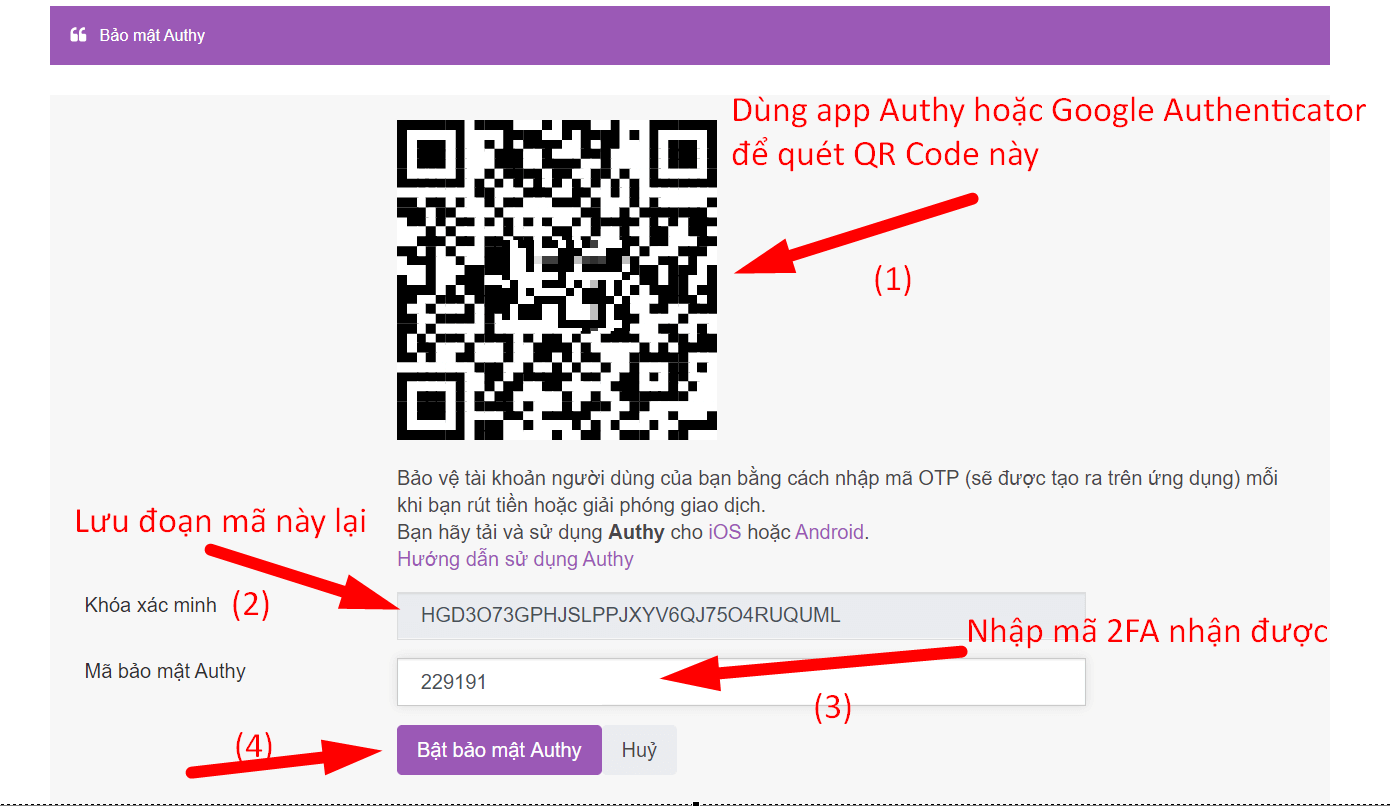 Đăng ký & xác thực tài khoản Remitano để mua bán – giao dịch Bitcoin 28 Quét mã bảo mật Authy Remitano