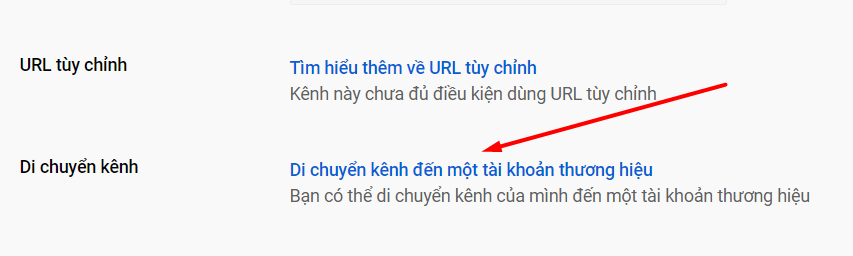 YouTube - Di chuyển kênh đến một tài khoản thương hiệu