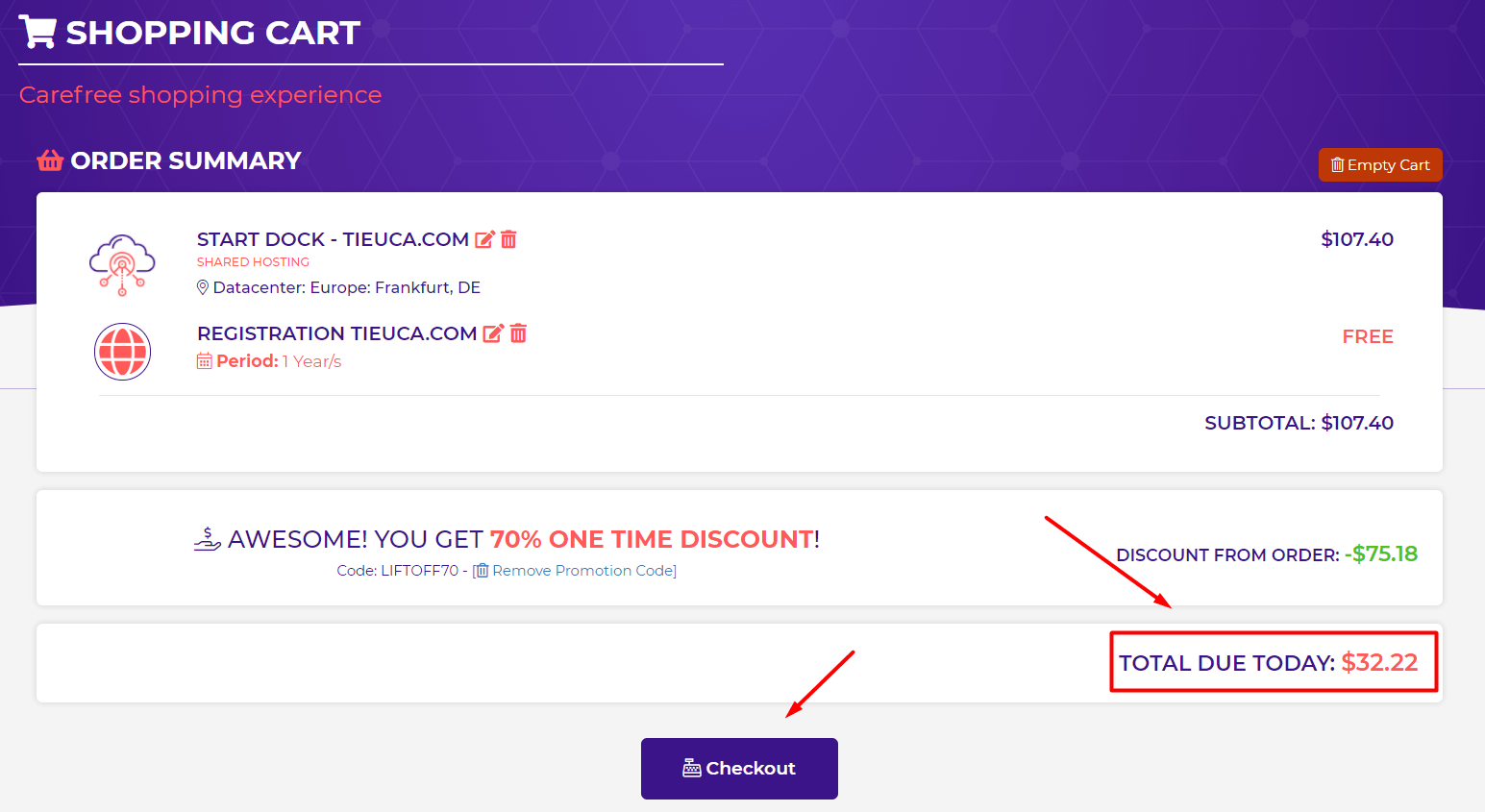 Miễn phí Tên miền khi mua Hosting với giá cực rẻ tại HostArmada 21 hostarmada oder sumary