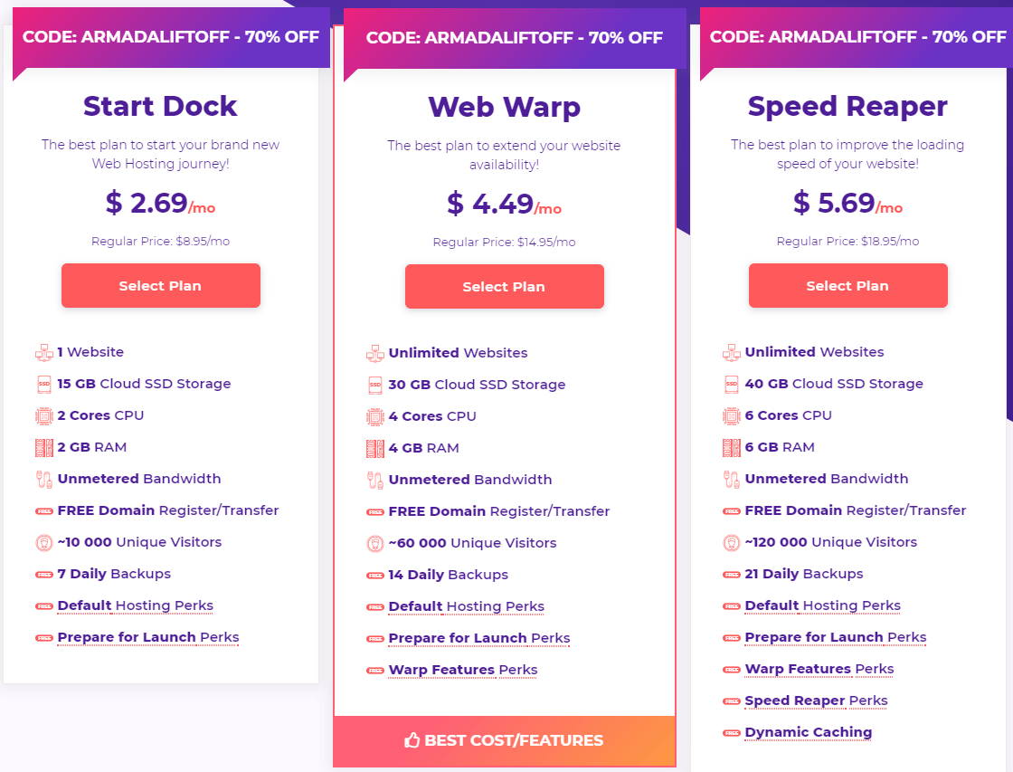 Miễn phí Tên miền khi mua Hosting với giá cực rẻ tại HostArmada 16 HostArmada Plans & Pricing