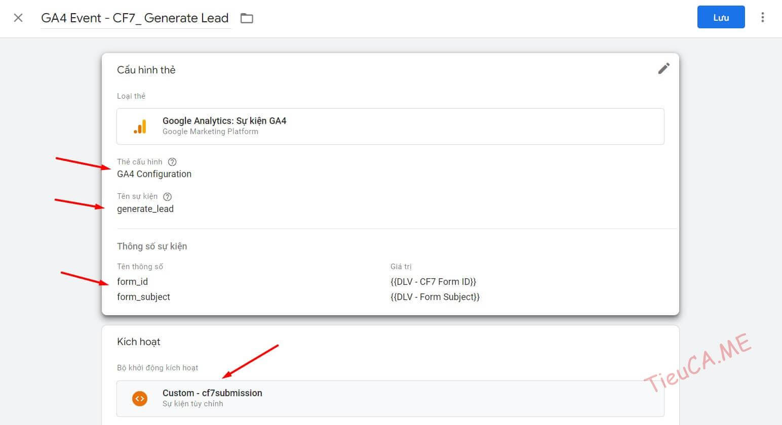 Tạo thẻ Tracking Contact Form 7 Event với Google Analytics GA4